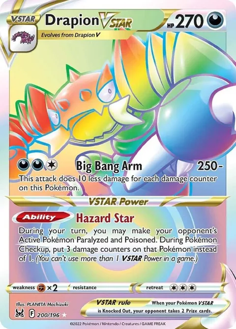 Drapion VSTAR Secret Rare #200/196 Holofoil Pokémon card from Lost Origin