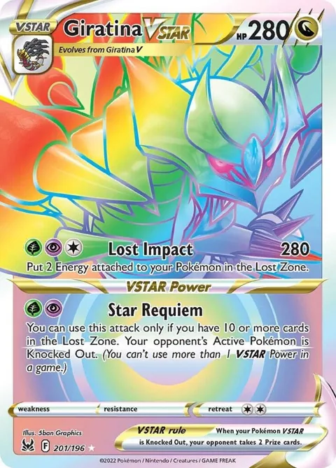 Giratina VSTAR 201 Secret Rare #201/196 Holofoil Pokémon card from Lost Origin