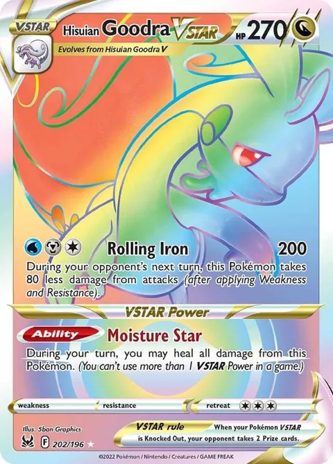 Hisuian Goodra VSTAR Secret Rare #202/196 Holofoil Pokémon card from Lost Origin