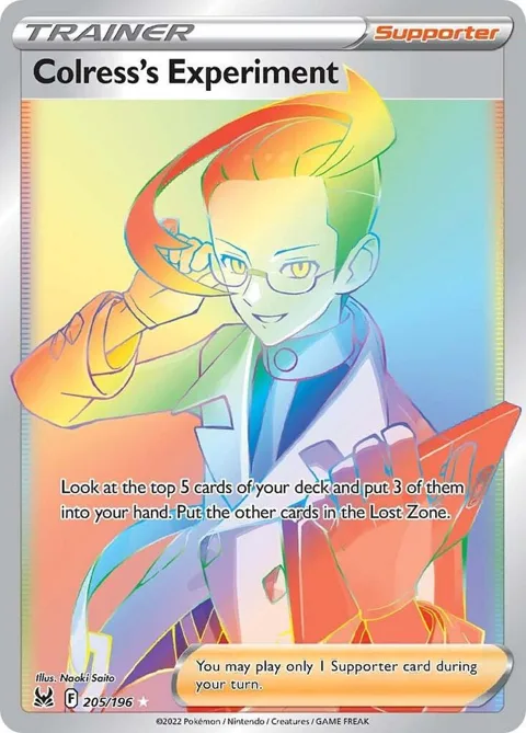 Colress's Experiment Secret Rare #205/196 Holofoil Pokémon card from Lost Origin