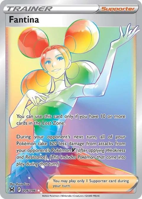 Fantina Secret Rare #206/196 Holofoil Pokémon card from Lost Origin