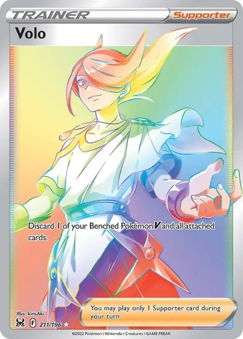 Volo Secret Rare #211/196 Holofoil Pokémon card from Lost Origin