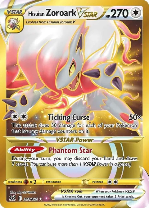 Hisuian Zoroark VSTAR 213 Secret Rare #213/196 Holofoil Pokémon card from Lost Origin