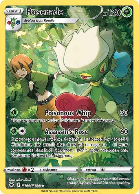 Roserade #TG02/TG30 Holofoil Pokémon card from Lost Origin Trainer Gallery