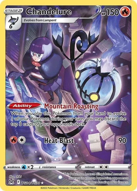 Chandelure #TG04/TG30 Holofoil Pokémon card from Lost Origin Trainer Gallery