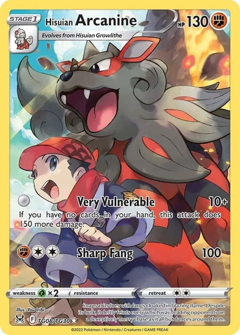 Hisuian Arcanine #TG08/TG30 Holofoil Pokémon card from Lost Origin Trainer Gallery