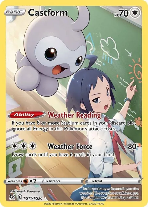 Castform #TG11/TG30 Holofoil Pokémon card from Lost Origin Trainer Gallery