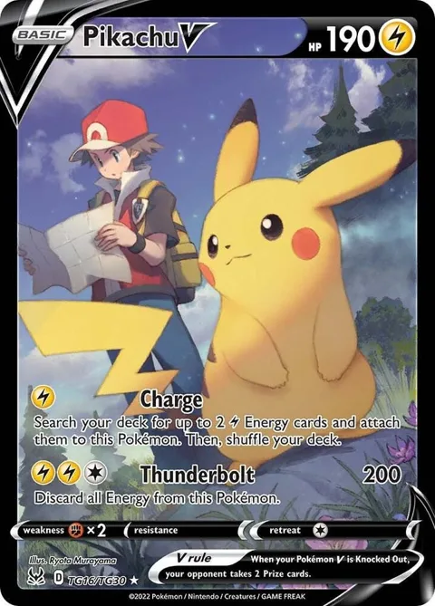 Pikachu V #TG16/TG30 Holofoil Pokémon card from Lost Origin Trainer Gallery
