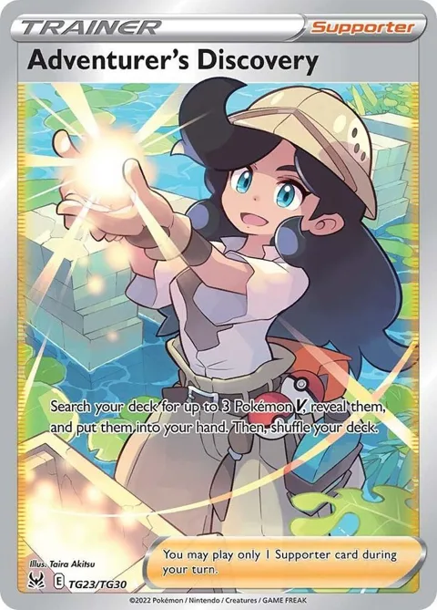 Adventurer's Discovery #TG23/TG30 Holofoil Pokémon card from Lost Origin Trainer Gallery