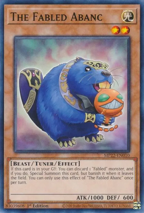 The Fabled Abanc MP22-EN010 Yu-Gi-Oh card from 2022 Tin of the Pharaoh's Gods