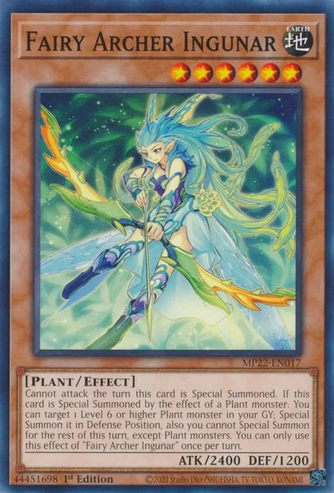 Fairy Archer Ingunar MP22-EN017 Yu-Gi-Oh card from 2022 Tin of the Pharaoh's Gods