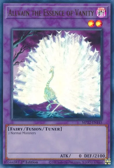 Allvain the Essence of Vanity MP22-EN145 Yu-Gi-Oh card from 2022 Tin of the Pharaoh's Gods