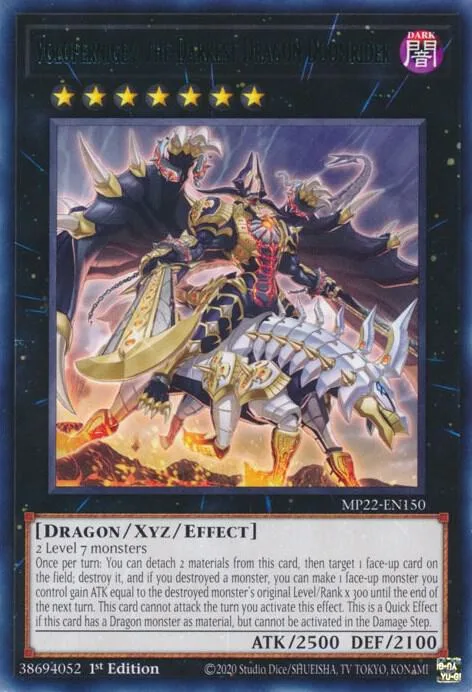 Voloferniges, the Darkest Dragon Doomrider MP22-EN150 Yu-Gi-Oh card from 2022 Tin of the Pharaoh's Gods