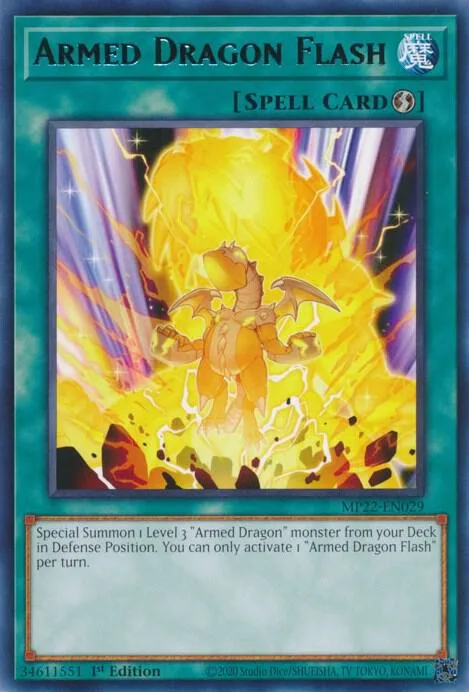 Armed Dragon Flash MP22-EN029 Yu-Gi-Oh card from 2022 Tin of the Pharaoh's Gods