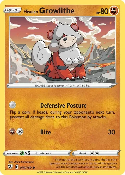 Hisuian Growlithe - 070/189 Cosmos Holo #070/189 Holofoil Pokémon card from Deck Exclusives