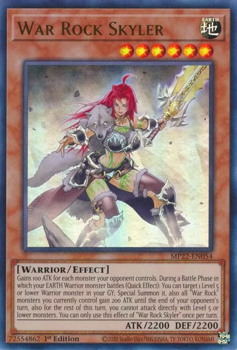 War Rock Skyler MP22-EN054 Yu-Gi-Oh card from 2022 Tin of the Pharaoh's Gods