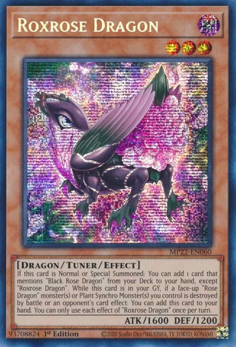 Roxrose Dragon MP22-EN060 Yu-Gi-Oh card from 2022 Tin of the Pharaoh's Gods