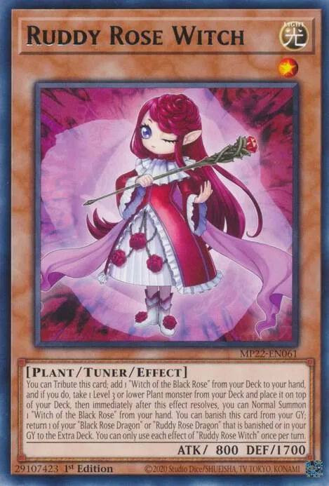 Ruddy Rose Witch MP22-EN061 Yu-Gi-Oh card from 2022 Tin of the Pharaoh's Gods