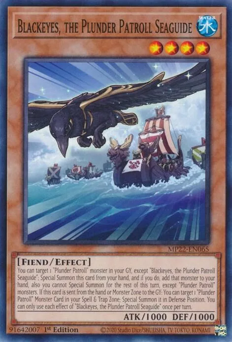 Blackeyes, the Plunder Patroll Seaguide MP22-EN065 Yu-Gi-Oh card from 2022 Tin of the Pharaoh's Gods