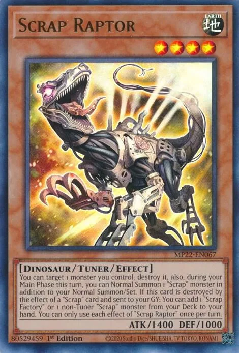 Scrap Raptor MP22-EN067 Yu-Gi-Oh card from 2022 Tin of the Pharaoh's Gods