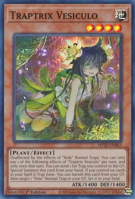 Traptrix Vesiculo MP22-EN063 Yu-Gi-Oh card from 2022 Tin of the Pharaoh's Gods