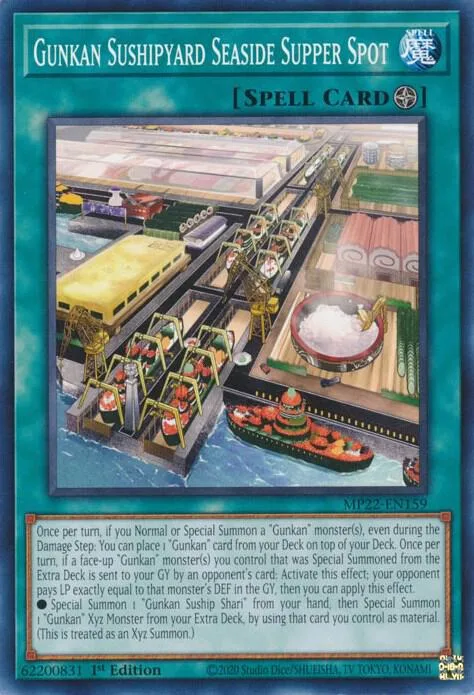 Gunkan Sushipyard Seaside Supper Spot MP22-EN159 Yu-Gi-Oh card from 2022 Tin of the Pharaoh's Gods