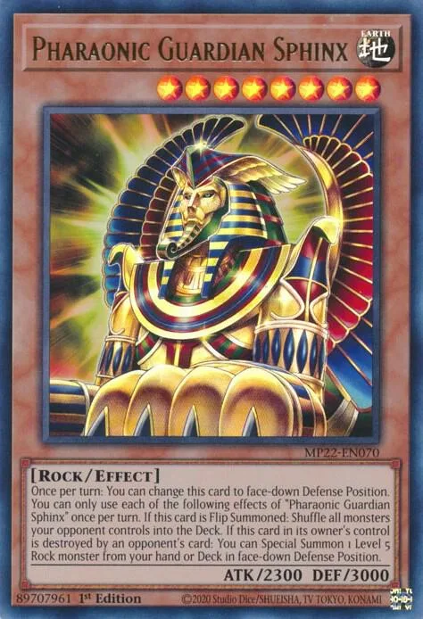 Pharaonic Guardian Sphinx MP22-EN070 Yu-Gi-Oh card from 2022 Tin of the Pharaoh's Gods