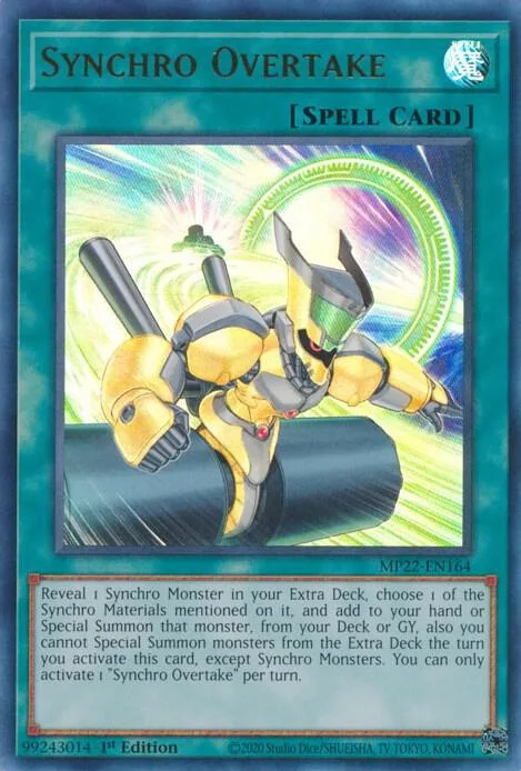Synchro Overtake MP22-EN164 Yu-Gi-Oh card from 2022 Tin of the Pharaoh's Gods