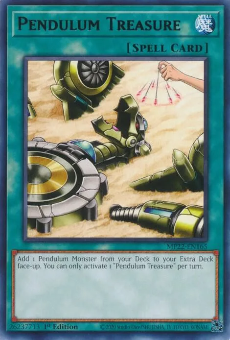 Pendulum Treasure MP22-EN165 Yu-Gi-Oh card from 2022 Tin of the Pharaoh's Gods