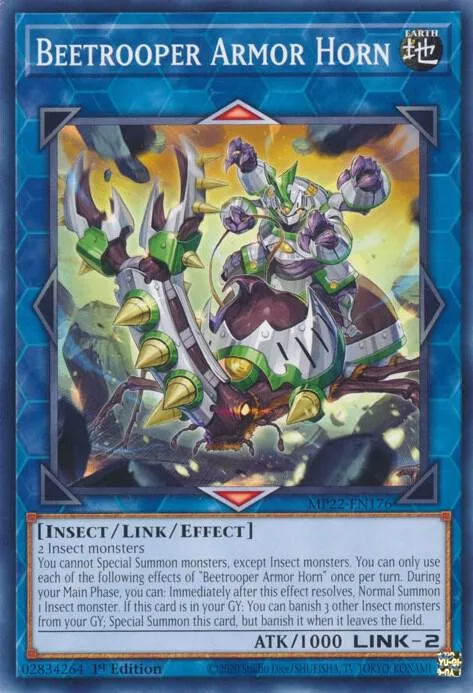 Beetrooper Armor Horn MP22-EN176 Yu-Gi-Oh card from 2022 Tin of the Pharaoh's Gods