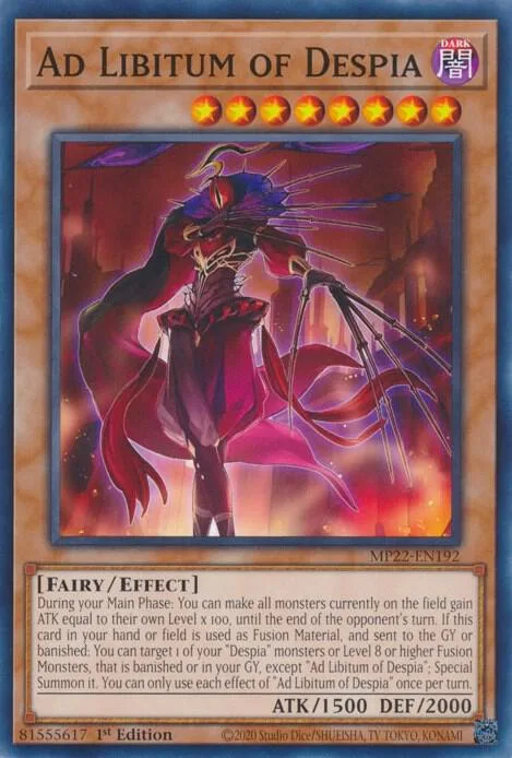 Ad Libitum of Despia MP22-EN192 Yu-Gi-Oh card from 2022 Tin of the Pharaoh's Gods