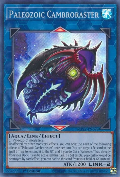 Paleozoic Cambroraster MP22-EN088 Yu-Gi-Oh card from 2022 Tin of the Pharaoh's Gods