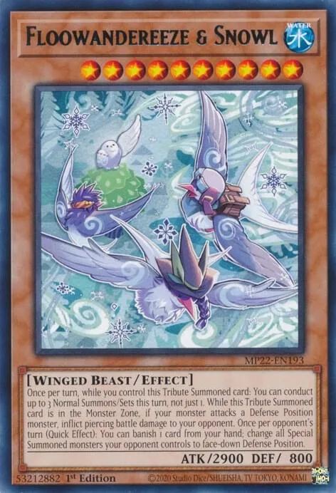Floowandereeze & Snowl MP22-EN193 Yu-Gi-Oh card from 2022 Tin of the Pharaoh's Gods