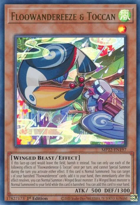 Floowandereeze & Toccan MP22-EN197 Yu-Gi-Oh card from 2022 Tin of the Pharaoh's Gods