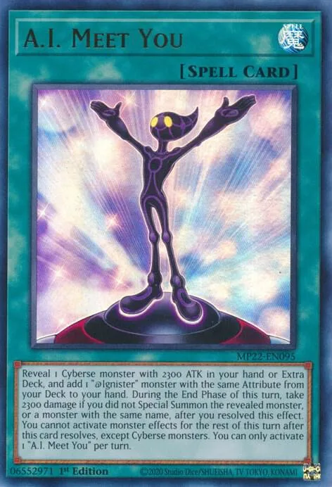 A.I. Meet You MP22-EN095 Yu-Gi-Oh card from 2022 Tin of the Pharaoh's Gods