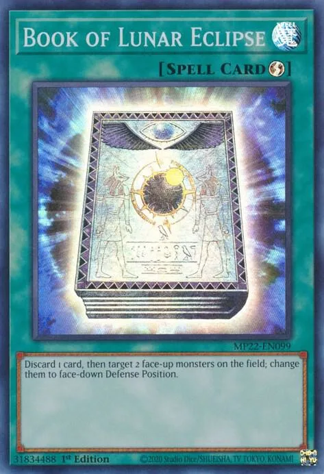 Book of Lunar Eclipse MP22-EN099 Yu-Gi-Oh card from 2022 Tin of the Pharaoh's Gods