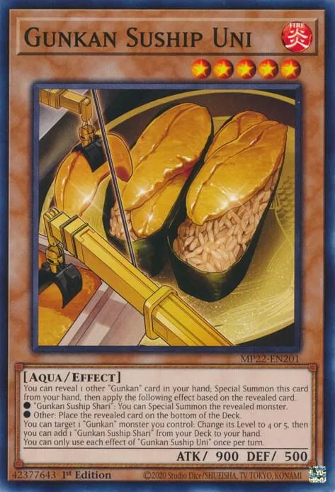 Gunkan Suship Uni MP22-EN201 Yu-Gi-Oh card from 2022 Tin of the Pharaoh's Gods