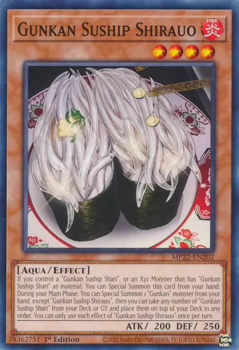 Gunkan Suship Shirauo MP22-EN202 Yu-Gi-Oh card from 2022 Tin of the Pharaoh's Gods