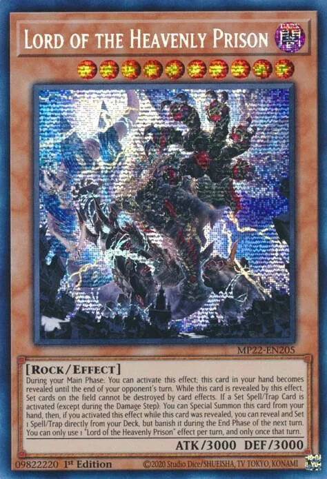 Lord of the Heavenly Prison MP22-EN205 Yu-Gi-Oh card from 2022 Tin of the Pharaoh's Gods