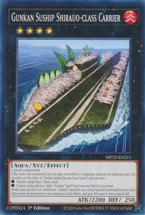 Gunkan Suship Shirauo-class Carrier MP22-EN215 Yu-Gi-Oh card from 2022 Tin of the Pharaoh's Gods