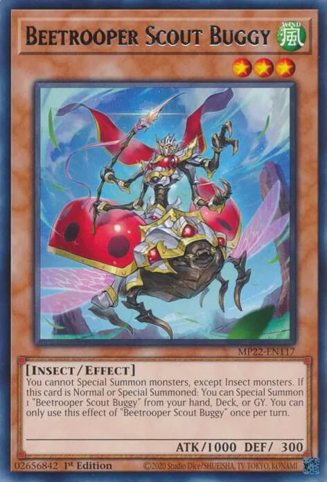 Beetrooper Scout Buggy MP22-EN117 Yu-Gi-Oh card from 2022 Tin of the Pharaoh's Gods