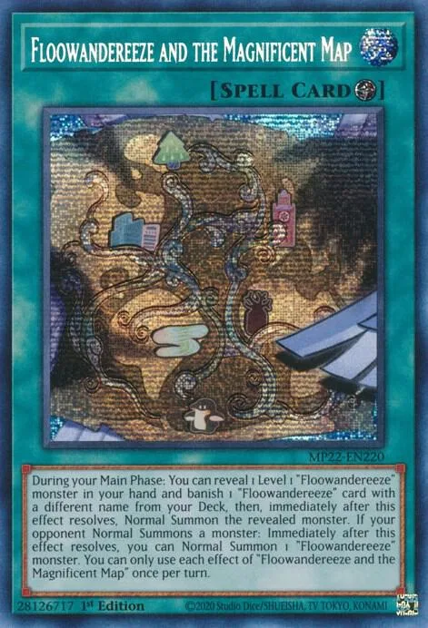 Floowandereeze and the Magnificent Map MP22-EN220 Yu-Gi-Oh card from 2022 Tin of the Pharaoh's Gods