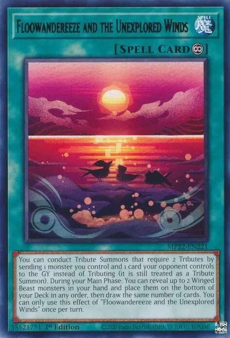 Floowandereeze and the Unexplored Winds MP22-EN221 Yu-Gi-Oh card from 2022 Tin of the Pharaoh's Gods