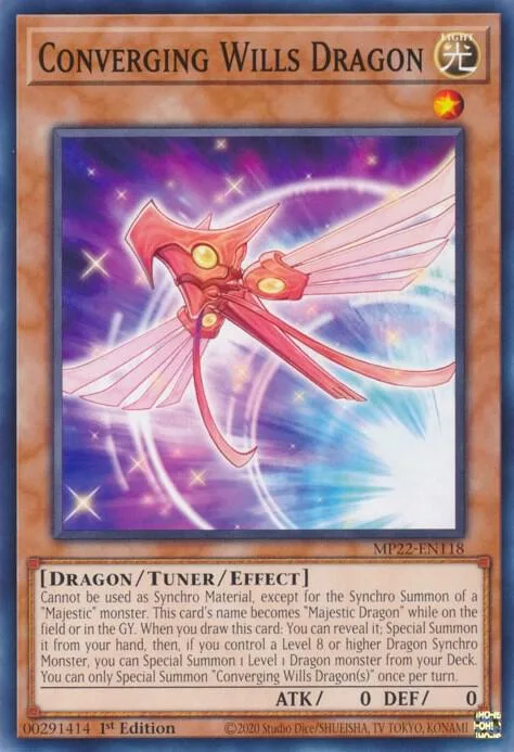 Converging Wills Dragon MP22-EN118 Yu-Gi-Oh card from 2022 Tin of the Pharaoh's Gods