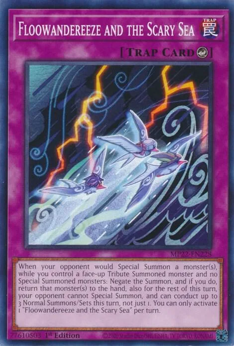 Floowandereeze and the Scary Sea MP22-EN228 Yu-Gi-Oh card from 2022 Tin of the Pharaoh's Gods