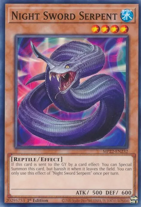 Night Sword Serpent MP22-EN232 Yu-Gi-Oh card from 2022 Tin of the Pharaoh's Gods