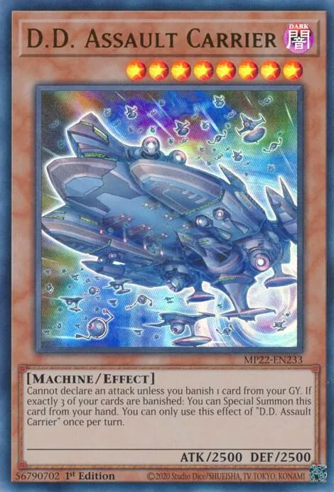D.D. Assault Carrier MP22-EN233 Yu-Gi-Oh card from 2022 Tin of the Pharaoh's Gods