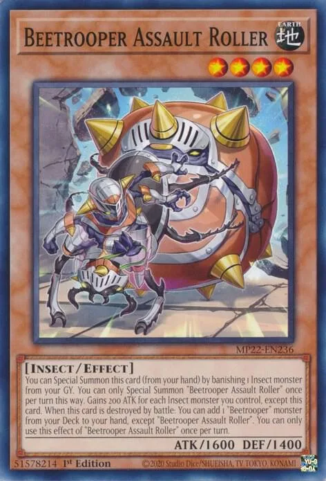 Beetrooper Assault Roller MP22-EN236 Yu-Gi-Oh card from 2022 Tin of the Pharaoh's Gods