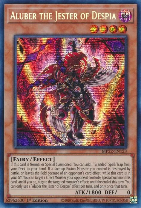 Aluber the Jester of Despia MP22-EN123 Yu-Gi-Oh card from 2022 Tin of the Pharaoh's Gods