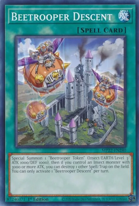 Beetrooper Descent MP22-EN240 Yu-Gi-Oh card from 2022 Tin of the Pharaoh's Gods
